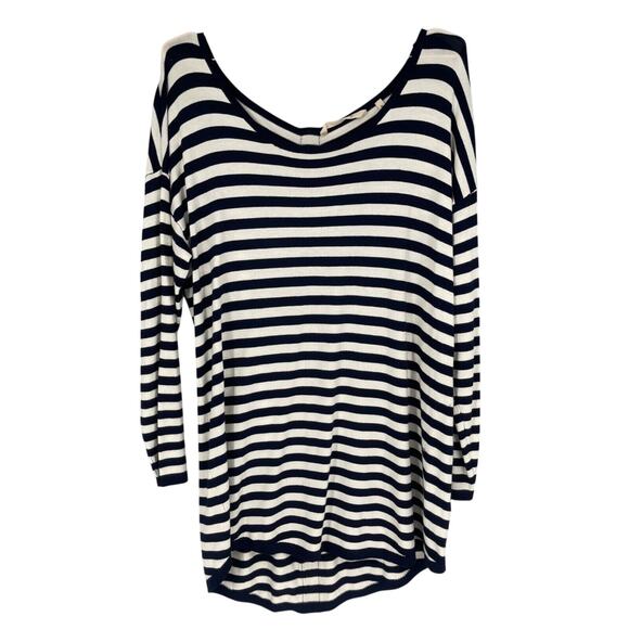 Soft Surroundings Sweater Tunic Womens XL Navy Stripe Knit Back Zip Margulies - Picture 1 of 7